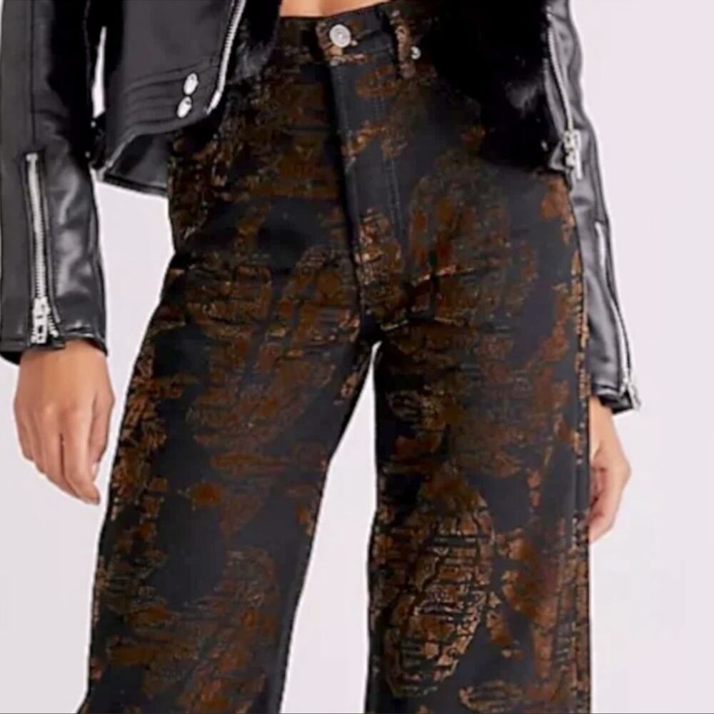 NEW Free People Annabelle Flocked Velvet  Burnout Detail Jeans Size 28 - Picture 2 of 7